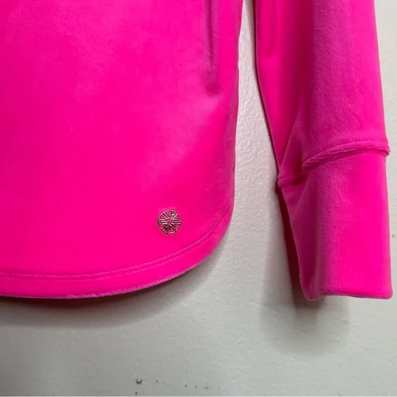 Lilly Pulitzer Luxletic Blythe Velour Pullover Sweater Pink size Large - Picture 4 of 7